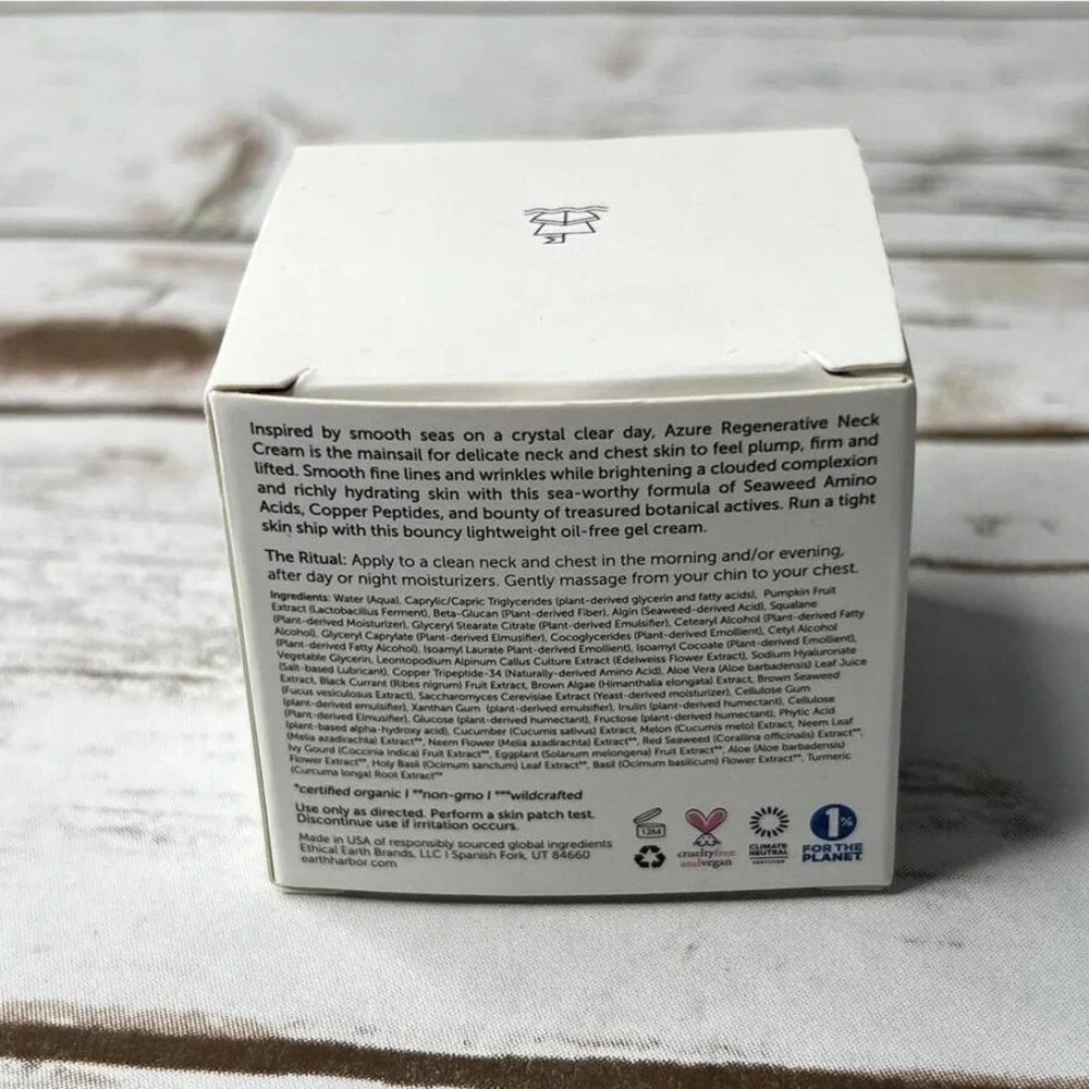 Earth Harbor Azure Regenerative Neck Cream‎ Seaweed Copper Peptides 2oz NIB